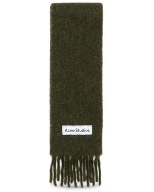 Acne Studios Bufanda Con Flecos Y Parche Del Logo - Verde