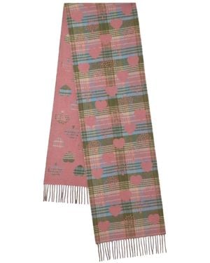 Mulberry Écharpe Cœur À Carreaux - Blanc