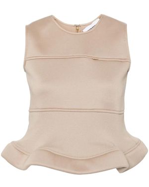 Melitta Baumeister Peplum Hem Sleeveless Top - Natural