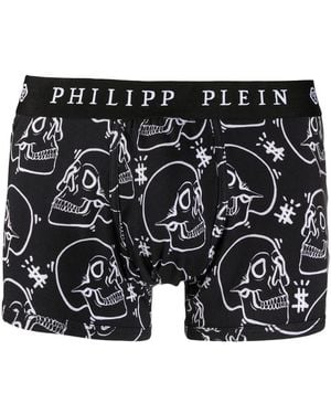 Philipp Plein Boxer Allover Outline Skull - Black