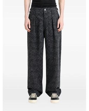 KOZABURO Graphic-Print Pleated Trousers - Black