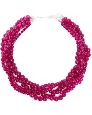 Completedworks Collar Con Cuentas De Calcedonia Fucsia - Rosa