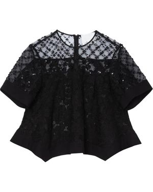 3.1 Phillip Lim Beaded Lace Top - Black