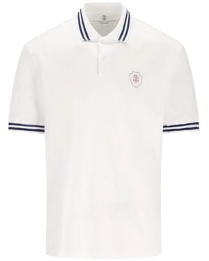 Brunello Cucinelli Striped-Detail Polo Shirt - White