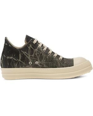 Rick Owens Denim-Effect Lac-Up Trainers - Brown