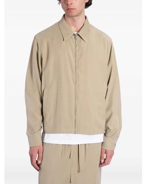 Grifoni Zip-Up Collared Jacket - Natural