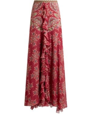Etro Paisley-Print High-Rise Skirt - Red