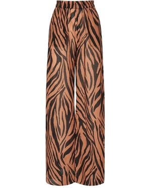 ANDAMANE Zebra-Print Elastic-Waist Trousers - Brown