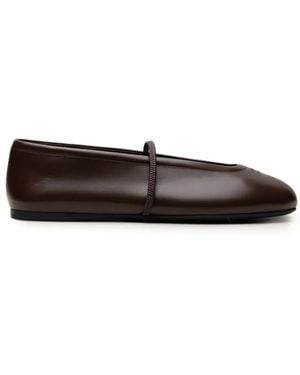 Miu Miu Logo-Embossed Ballet Flats - White