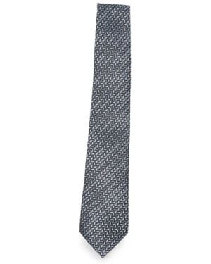 Giorgio Armani Geometric-Patterned Tie - White