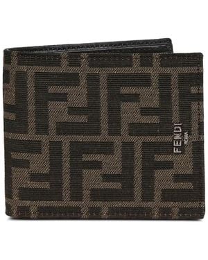 Fendi Ff Logo Bi-Fold Wallet - Black
