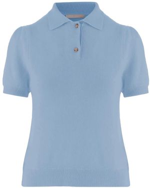 Allude Button Short-Sleeves Polo Shirt - Blue