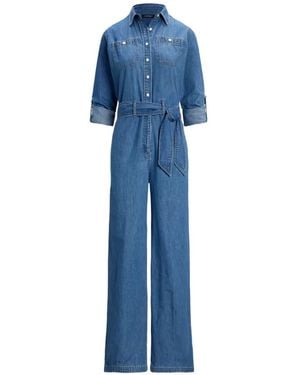 Ralph Lauren Belted Denim Jumpsuit - Blue