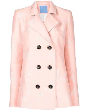 Macgraw Stereotype Jacquard Double-Breasted Blazer - Pink