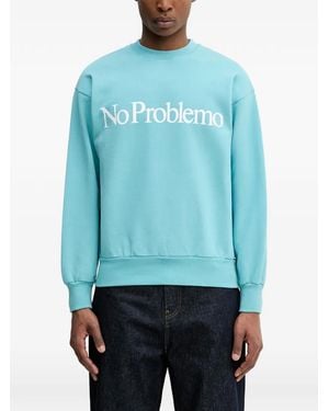 No Problemo Logo-Print Long Sleeve Jumper - Blue