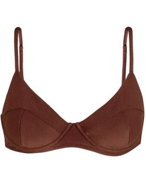 Lenny Niemeyer Taca Ribbed Triangle Bikini Top - Brown