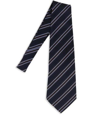 Junya Watanabe Striped Silk Tie - Blue