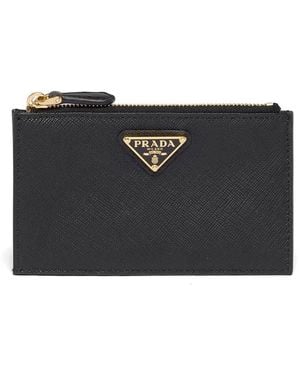 Prada Saffiano Zipped Card Case - Black