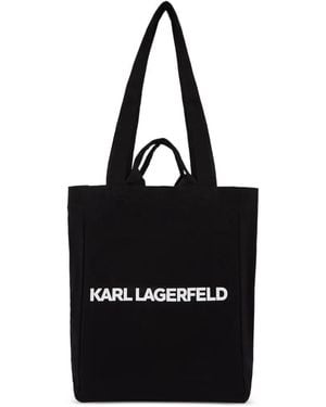 KARL LAGERFELD Logo-Print Tote Bag - Black