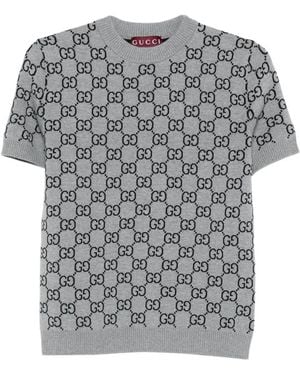 Gucci Gg-Pattern Short-Sleeve T-Shirt - Grey