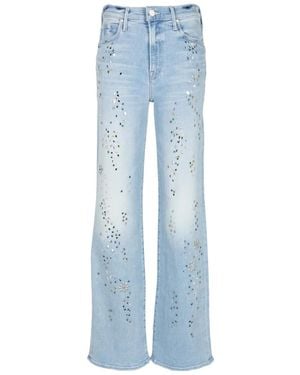 Mother The Kick It Crystal-Embellished Jeans - Blue