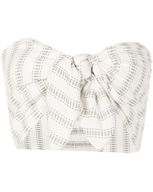 Amir Slama Tie-Front Printed Strapless Top - White