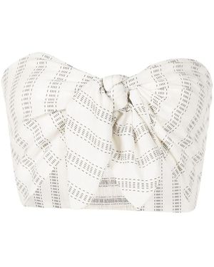 Amir Slama Tie-Front Printed Strapless Top - White