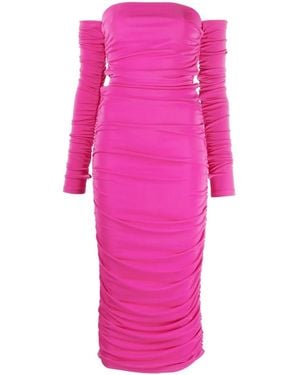 ANDAMANE Off-Shoulder Ruched Maxi Dress - Pink