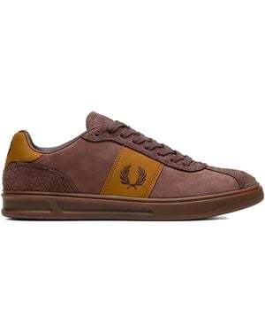 Fred Perry Suede Logo-Embroidered Sneakers - Brown