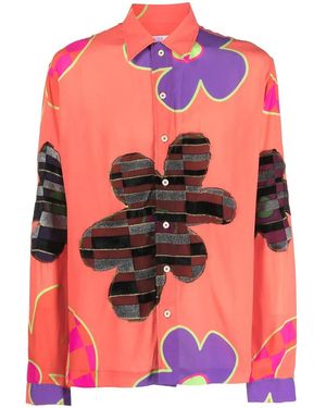ERL Graphic-Print Long-Sleeve Shirt - Pink