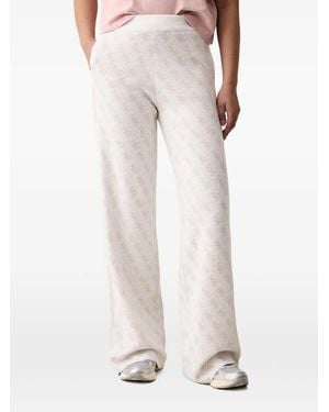 Guess Pantalon De Jogging Ample À Logo En Jacquard - White