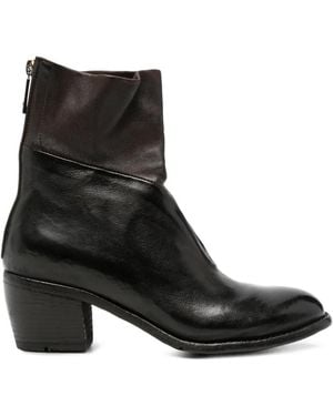 LEMARGO Rear-Zip Leather Ankle Boots - Black