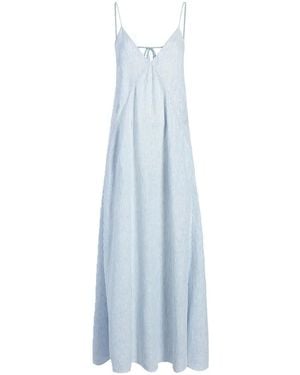 Another Tomorrow Striped Seamed Slip Dress - Blue