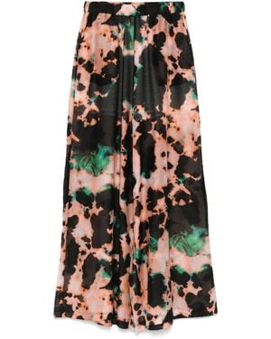 Roberto Collina Abstract-Print Wide-Leg Pants - Black