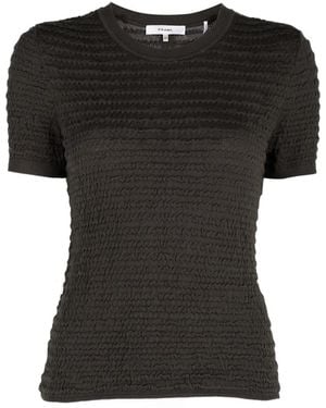 FRAME Smocked Short-Sleeve Top - Black