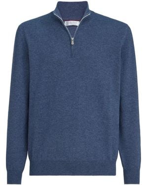 Brunello Cucinelli ハーフジップ カシミアセーター - ブルー
