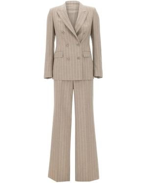 Tagliatore Pinstripe-Pattern Double-Breasted Suit - Natural