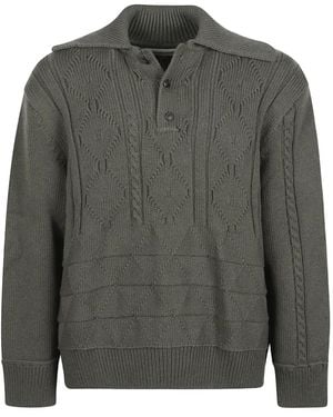 NAMACHEKO Pull En Maille Torsadée À Col Polo - Grey