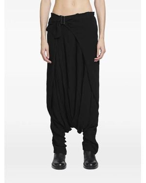 Marc Le Bihan Wrap-Front Dropped-Crotch Pants - Black