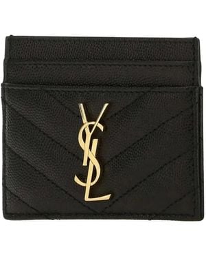 Saint Laurent Cassandre Matelassé Leather Cardholder - Black