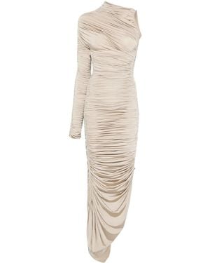 Mugler Asymmetrical Pierced Ruched Dress - Natural