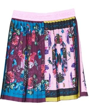 Versace Jeans Couture Logo-Waistband Pleated Mini Skirt - Blue