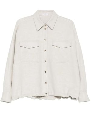 Brunello Cucinelli Veste Boutonnée À Poches À Rabat - White