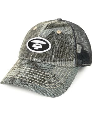 Aape By A Bathing Ape Moonface Denim Baseball Cap - Gray