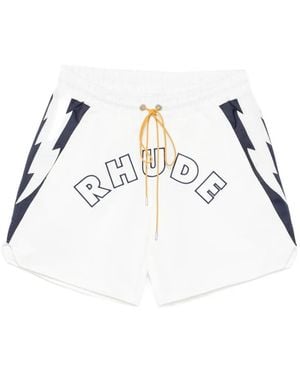 Rhude Drawstring Waist Shorts With Pockets - White