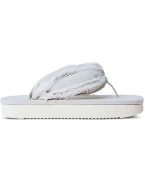 Rick Owens Frayed Denim Sandals - White