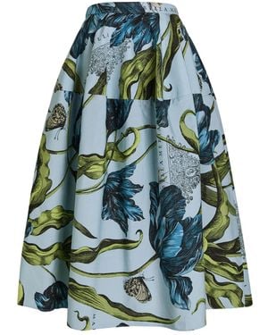 Erdem Printed Cotton-Poplin Midi Skirt - Green