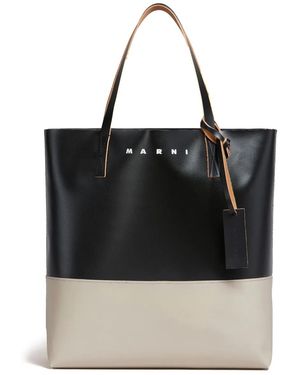 Marni トライベッカ バイカラー トートバッグ - ブラック