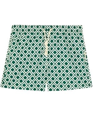 GASSA D'AMANTE Vieste Geometric-Print Drawstring Swim Shorts - Green