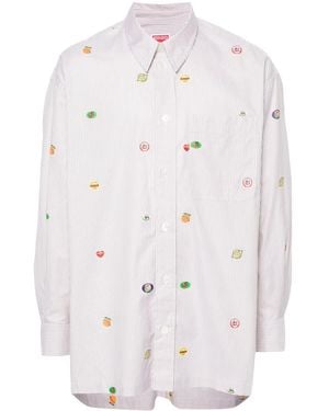 KENZO Fruit Stickers Striped Shirt - White